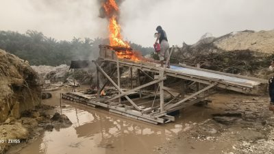 Polsek Benai Tertibkan 13 Rakit PETI di Muara Langsat